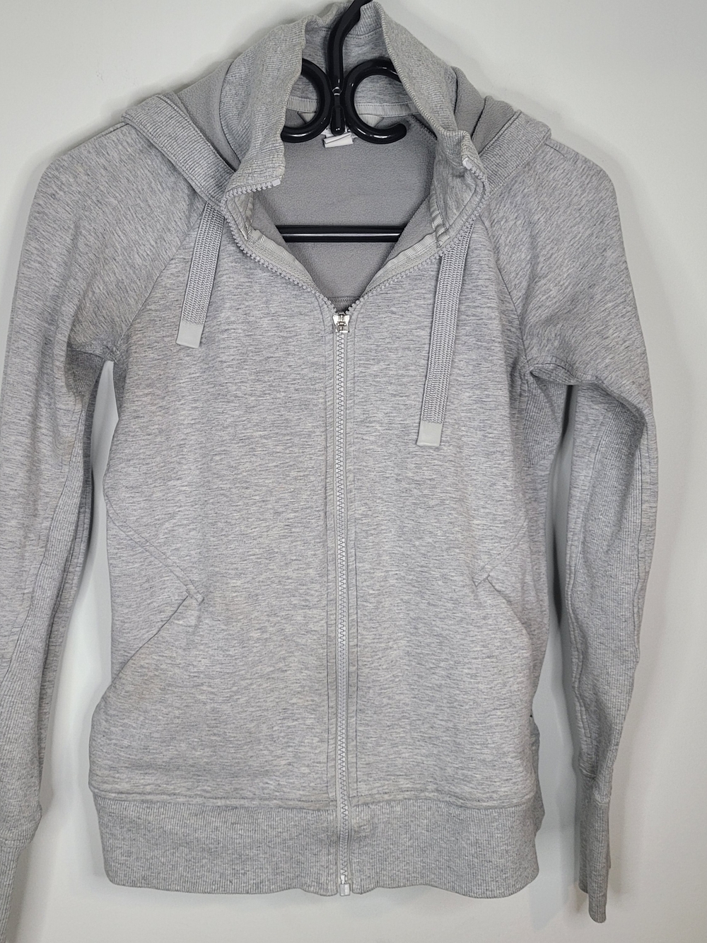 Athleta Heather Gray Full-Zip Hoodie Sweater